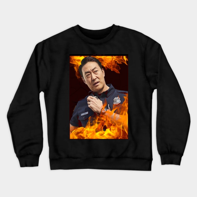 911 - Howie ‘Chimney’ Han - Flames Crewneck Sweatshirt by vickytoriaq